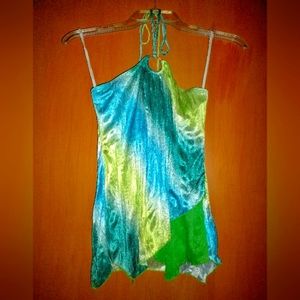 Orange Green and Blue Halter Top Size Medium